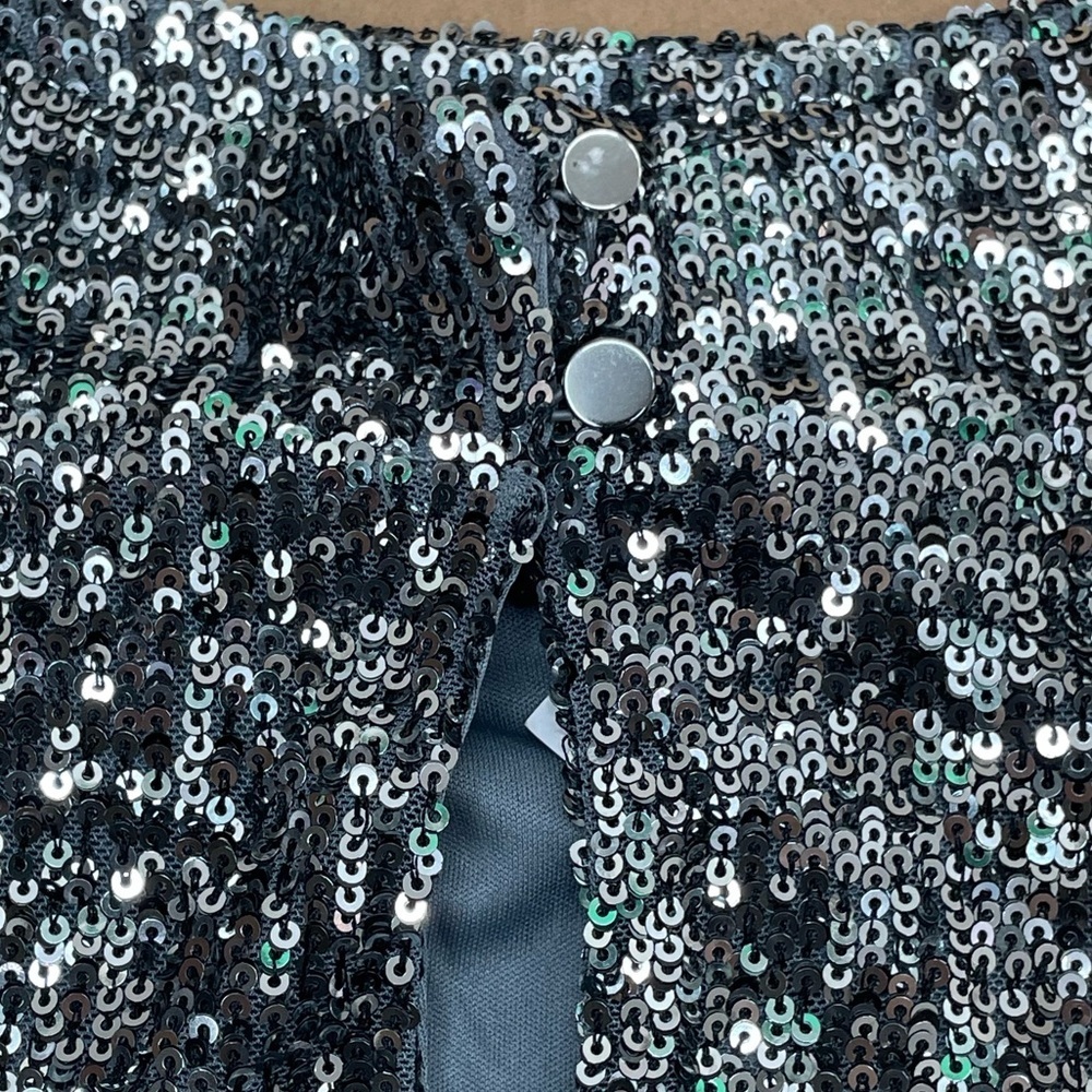 Cable Gauge Sleeveless Sequin Cowl Neck Top - Silver Size: Small NWT - Picture 9 of 12